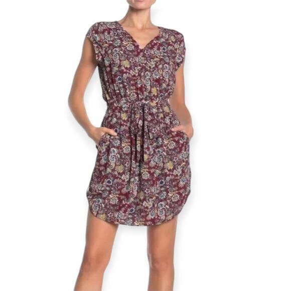 Daniel Rainn | Large | Double-V Faux Wrap Tie Waist Cap Sleeve Pocketed Dress - Picture 3 of 11